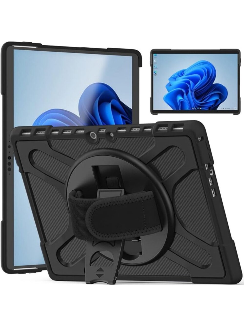 Rugged 13" Case for Surface Pro 10/11 - 360 Rotating Kickstand, Shockproof